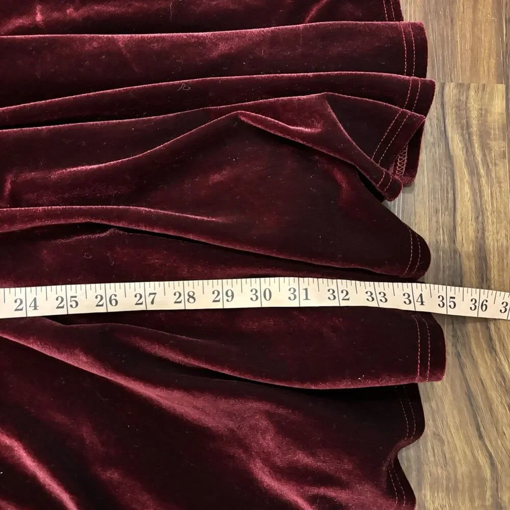 NWT Silence + Noise Sz Medium Maroon Red Velvet Mesh Insert Mini Dress Party - Picture 6 of 6